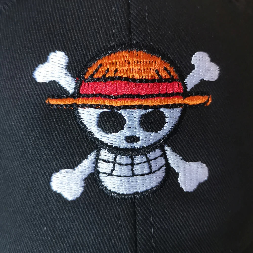 Luffy-basevall-hat-cottom-adjustable-black-onepiece-logo