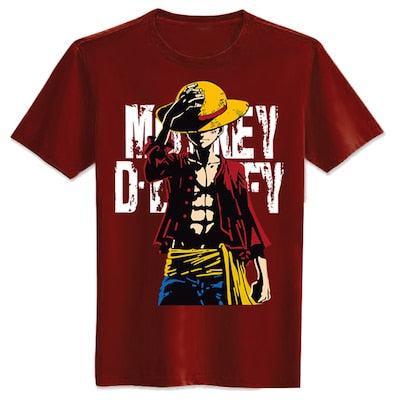 monkey d. luffy dark red t-shirt