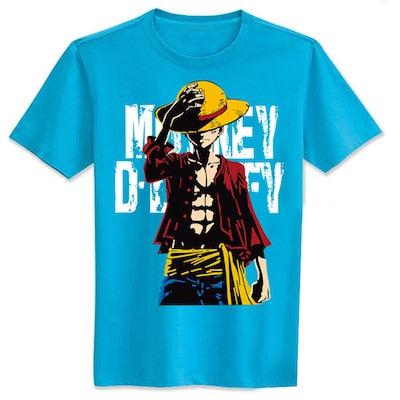 monkey d. luffy sky blue t-shirt