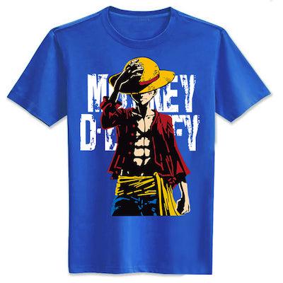 monkey d. luffy blue t-shirt